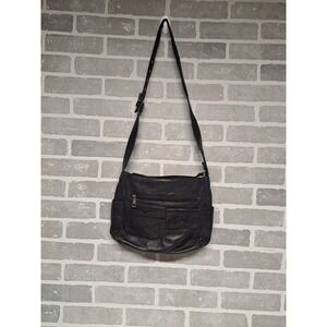 Stone Mountain Womens Vintage 90s Soft Genuine Leather Black Crossbody Bag